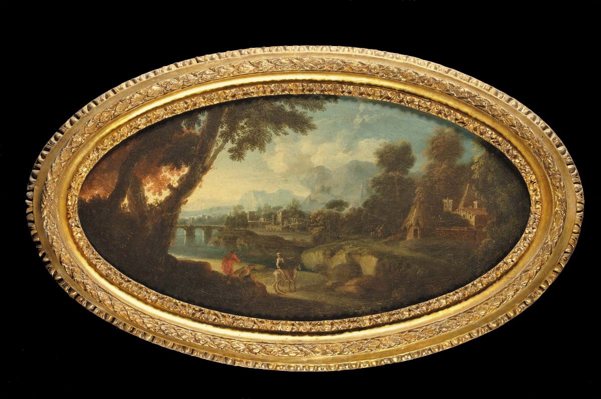 Michele Pagano (1697-1732)paesaggio con Ruderi ed Alberipaesaggio con Estuario e Ponte