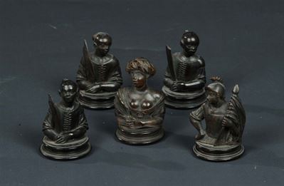 Cinque Elementi di Scacchiera in Legno di Bosso, Venezia XVIII Secolo