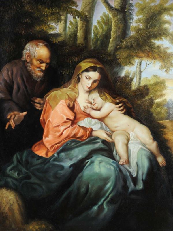 Due dipinti differenti raffiguranti famiglia e Sacra Famiglia