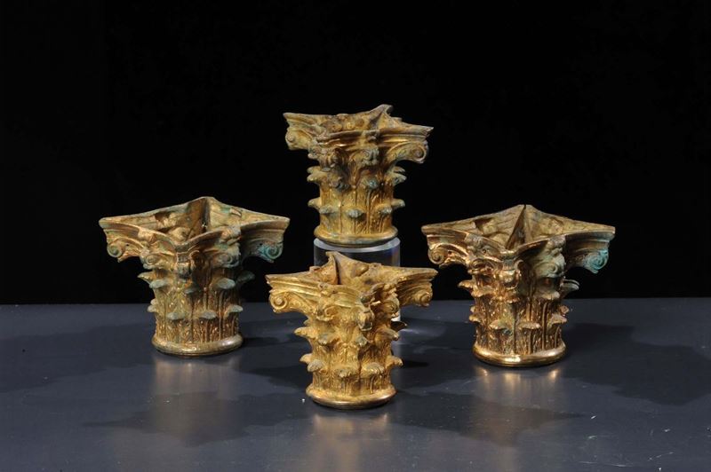 Quattro capitelli in bronzo dorato, XIX secolo  - Auction Antiquariato, Argenti e Dipinti Antichi - Cambi Casa d'Aste