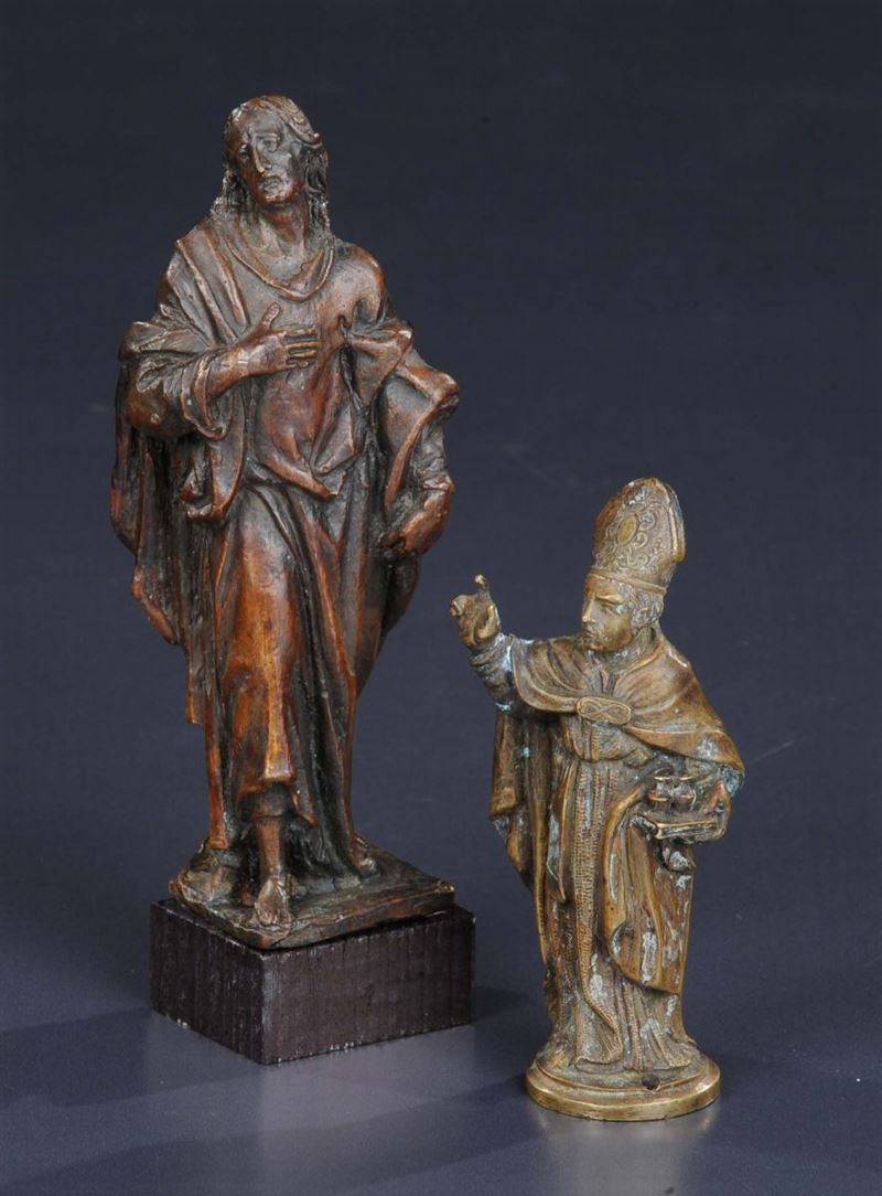 Due piccole statuine in bronzo, XVIII secolo  - Auction Old Paintings and Furnitures - Cambi Casa d'Aste