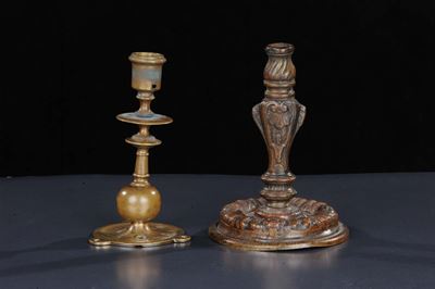 Candeliere in Bronzo del XVII e Candeliere da Nave del XVIII Secolo