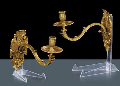 Due Appliques Luigi XIV in Bronzo Dorato, Francia XVIII Secolo