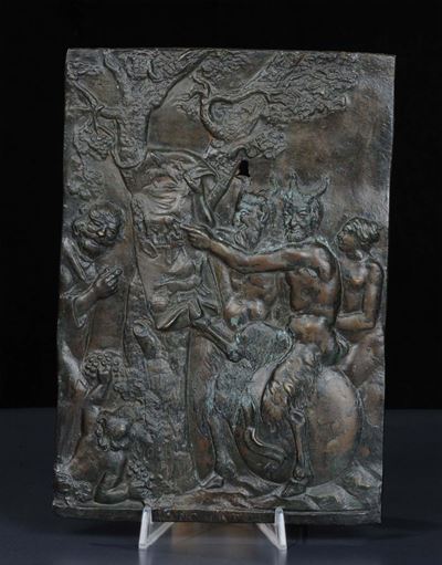 Placca in Bronzo Raffigurante Baccanale, XIX Secolo