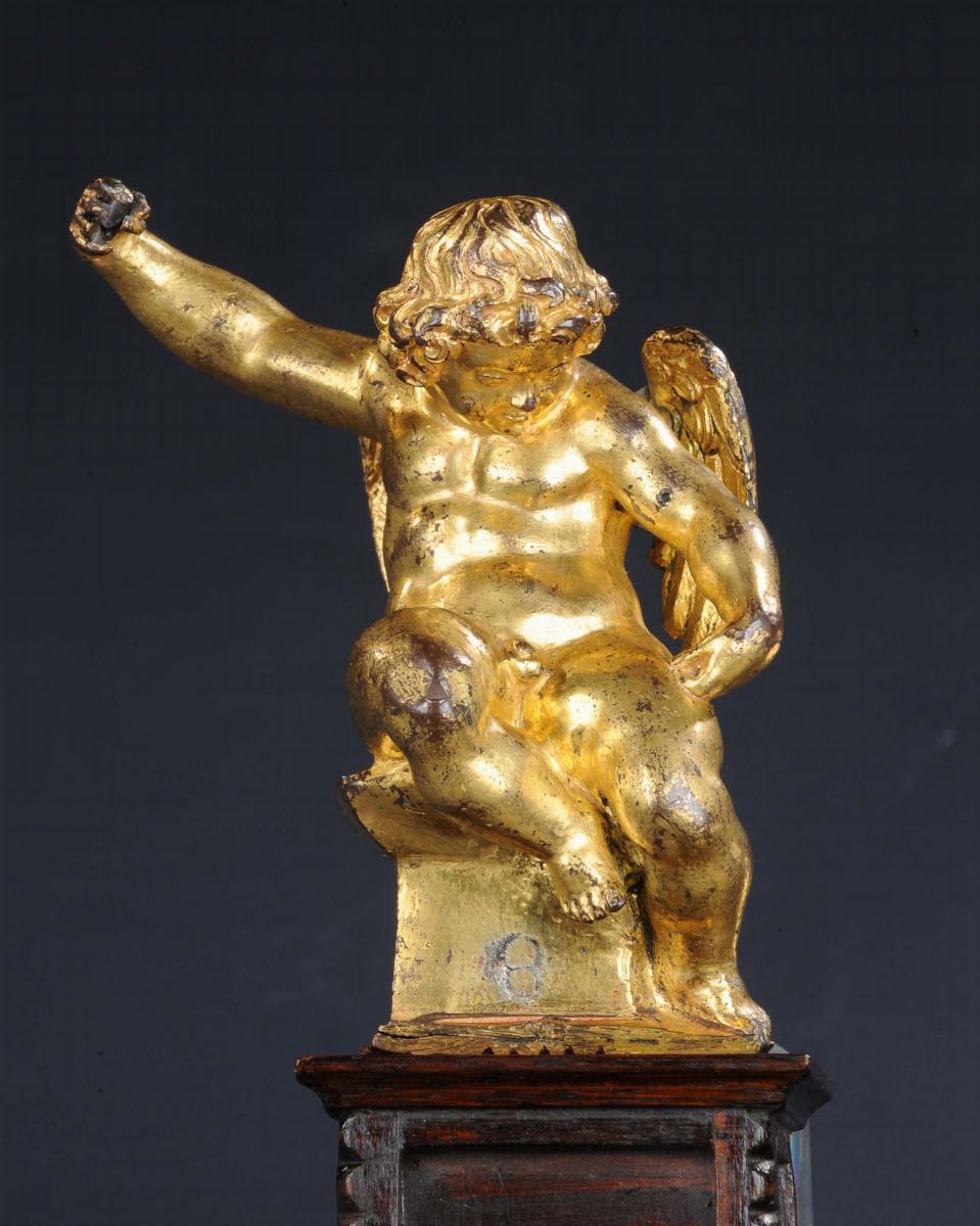 Bronzo Dorato Raffigurante Angelo Alato, Francia Inizio XVII Secolo
