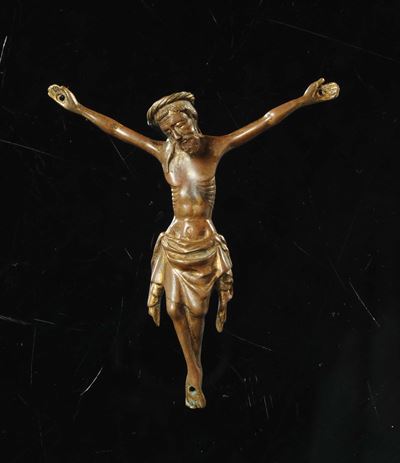 Piccolo Bronzo Raffigurante Cristo Crocifisso, Renania XV Secolo