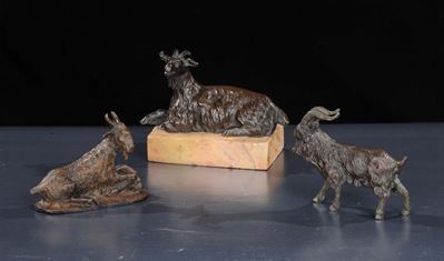 Tre Bronzi Raffiguranti Capre, XVIII Secolo