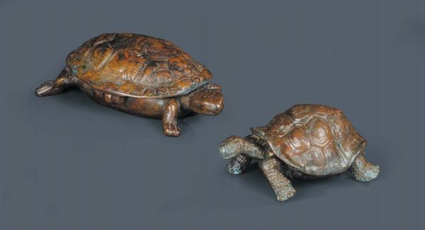 Due tartarughe in bronzo, XVIII secolo