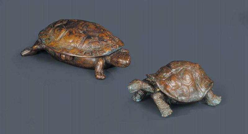Due tartarughe in bronzo, XVIII secolo  - Asta Antiquariato e Dipinti Antichi - Cambi Casa d'Aste