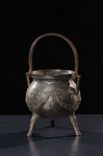 Paiolo in Bronzo Argentato, Svizzera, XVIII Secolo