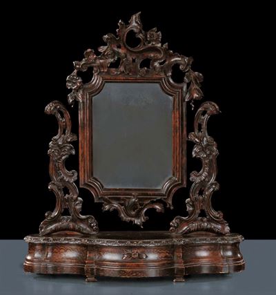 Psiche da Tavolo in Legno Intagliato, XVIII Secolo