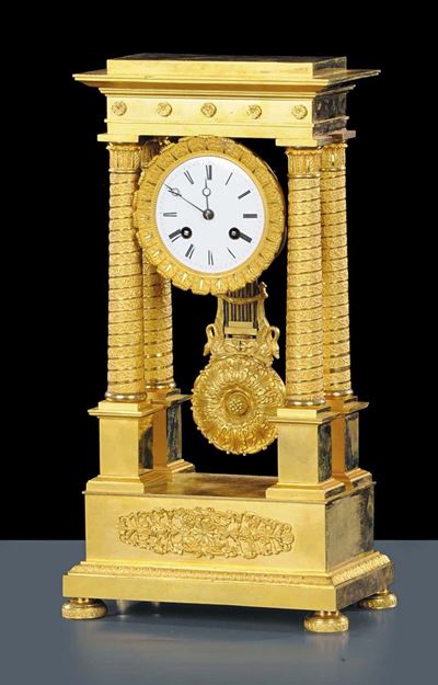 Orologio Impero in Bronzo Dorato, XIX Secolo