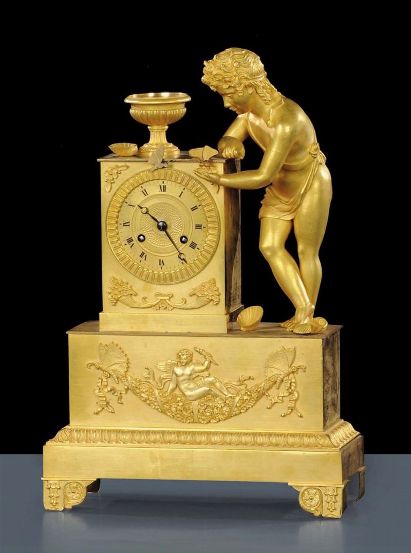 Orologio in bronzo dorato, XIX secolo  - Auction Old Paintings and Furnitures - Cambi Casa d'Aste