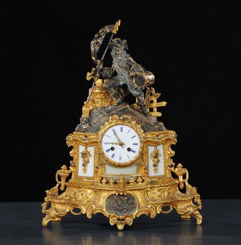 Orologio Luigi Filippo con tamburino che regge asta sulla sommitˆ  - Auction Antiquariato e Dipinti Antichi - Cambi Casa d'Aste