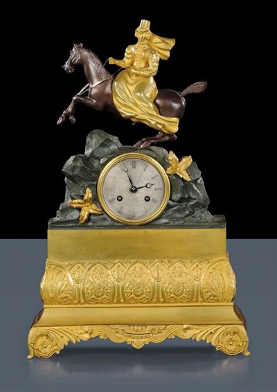 Orologio in Bronzo e Bronzo Dorato, XIX Secolo