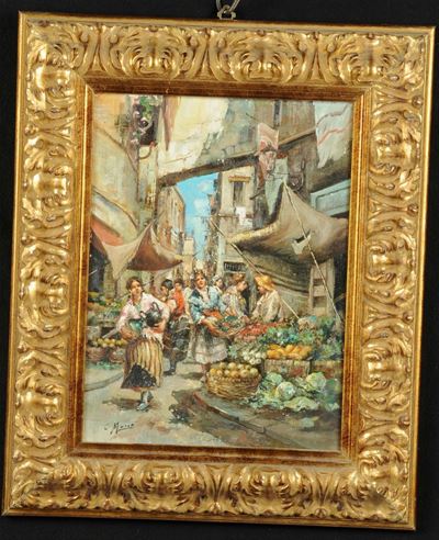 Coppia di Quadri in Stile Napoletano, Anni Ô50