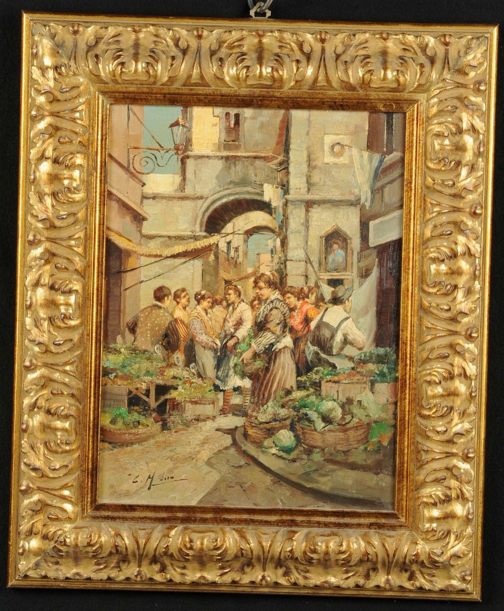 Coppia di Quadri in Stile Napoletano, Anni Ô50