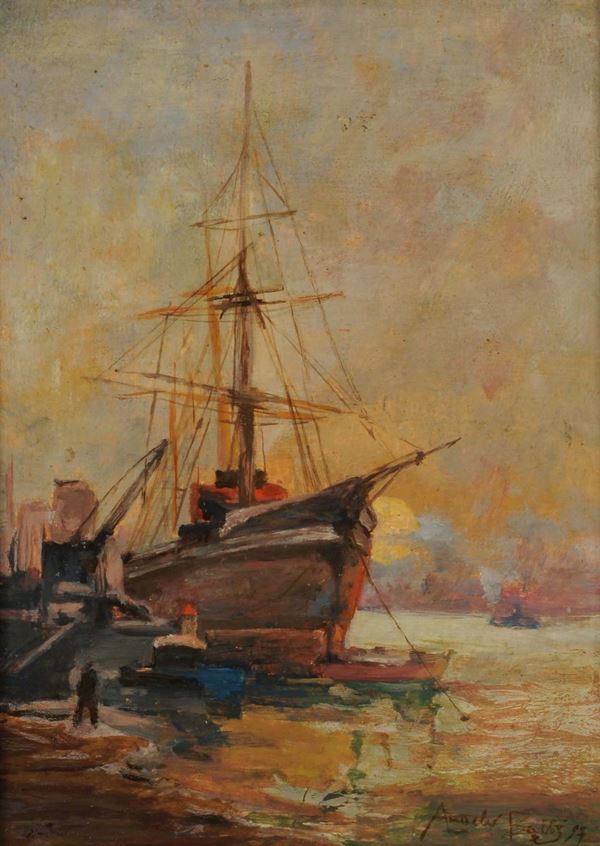 Angelo Balbi (1872-1939) Porto di GenovaPorto di Genova