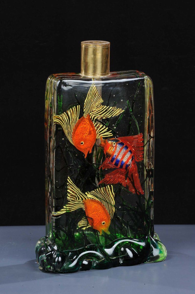 Manifattura MuraneseBase di lampada da tavolo raffigurante acquario  - Asta Arti Decorative del XX secolo e Design - Cambi Casa d'Aste