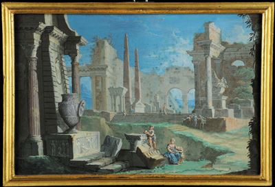 Scuola Veneta del XVIII Secolocapricci Architettonici con Figure