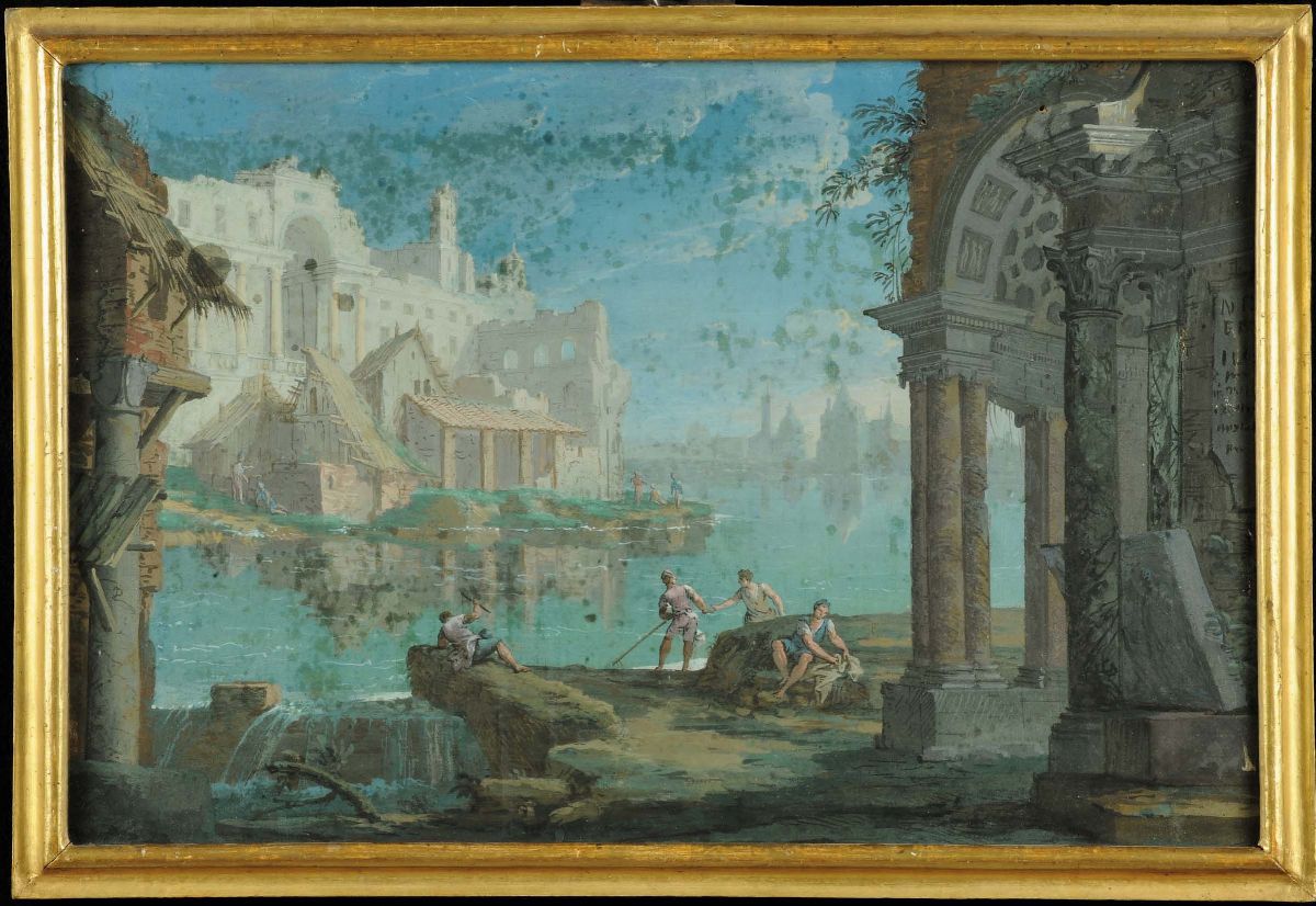Scuola Veneta del XVIII Secolocapricci Architettonici con Figure