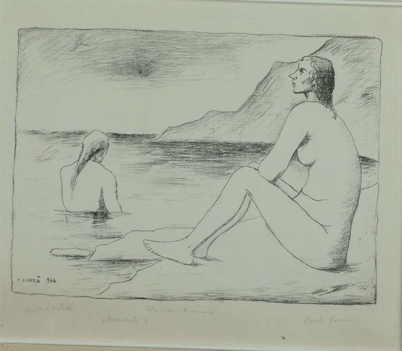 Carlo Carrˆ (1881-1966) Donne al mare, 1944  - Asta Antiquariato e Dipinti Antichi - Cambi Casa d'Aste