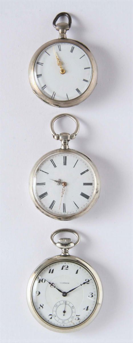 Tre orologi da tasca da uomo  - Asta Gioielli, Argenti ed Orologi Antichi e Contemporanei - Cambi Casa d'Aste