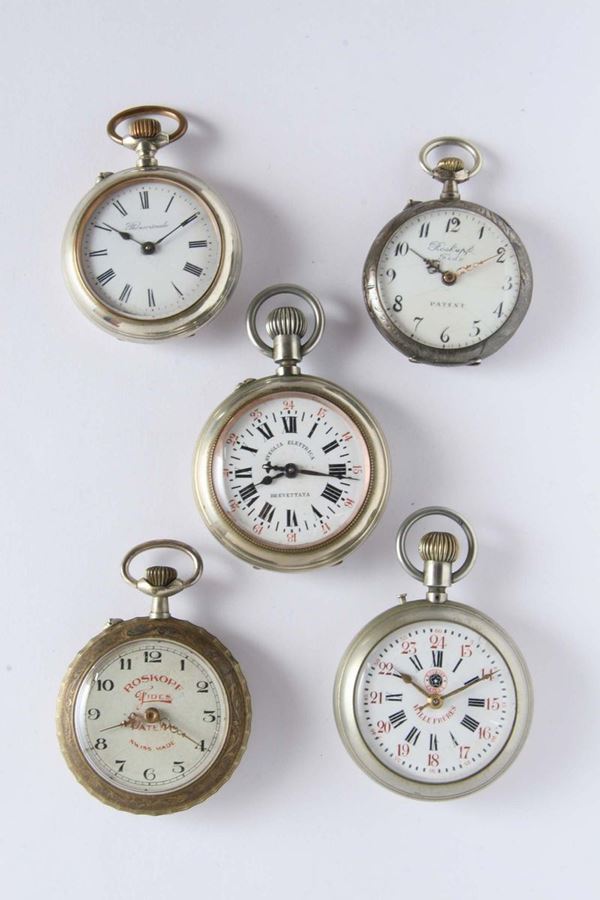 Cinque orologi da tasca Roskopf, inizio XX secolo