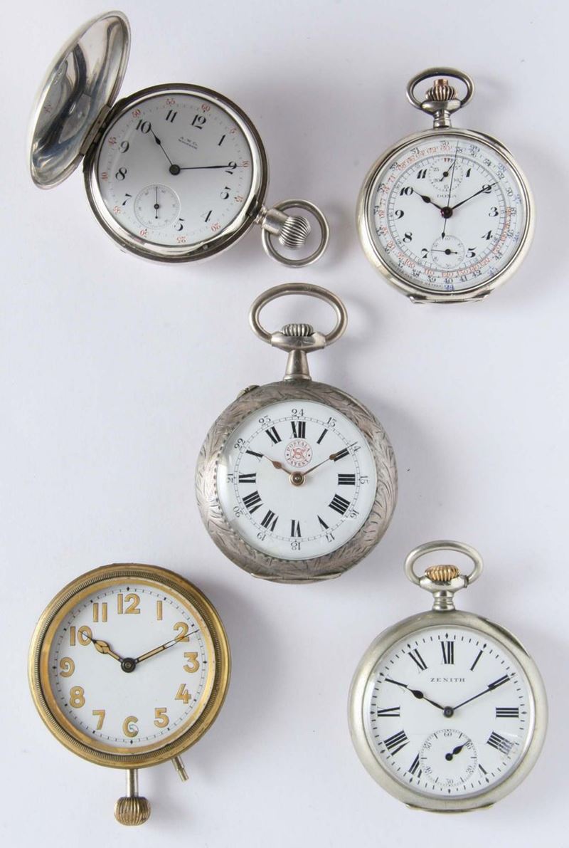 Cinque orologi da tasca da uomo  - Auction Silver, Clocks and Jewels - Cambi Casa d'Aste