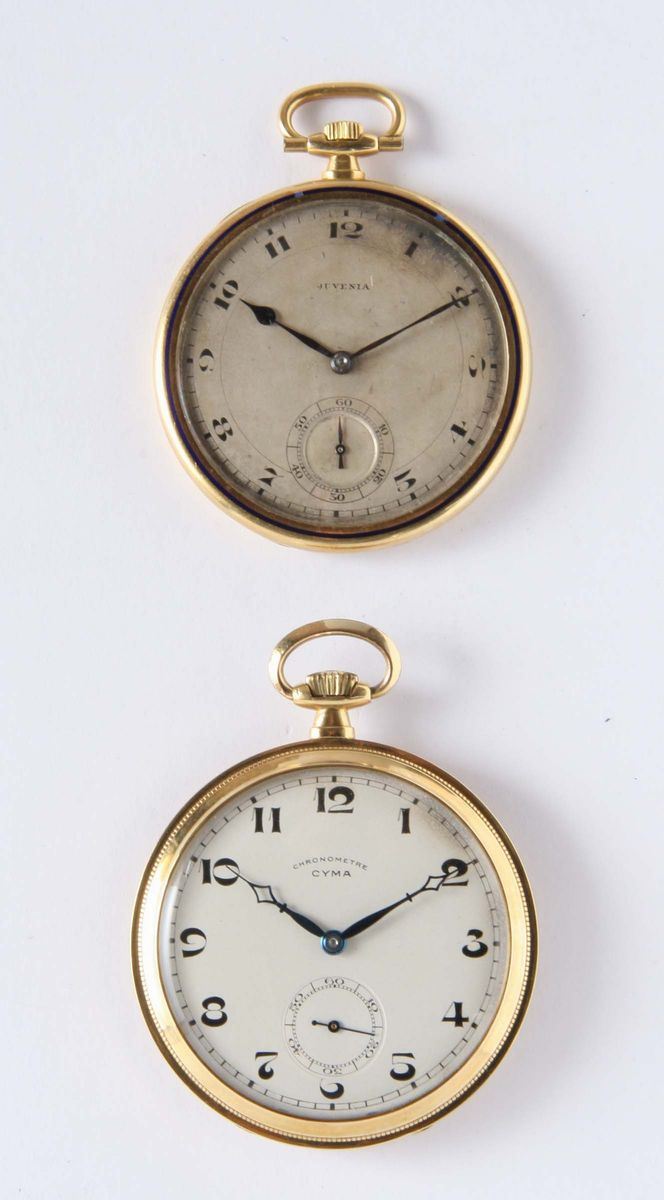 Due orologi da tasca in oro 18 kt  - Auction Pendulum and Decorative Clocks - Cambi Casa d'Aste