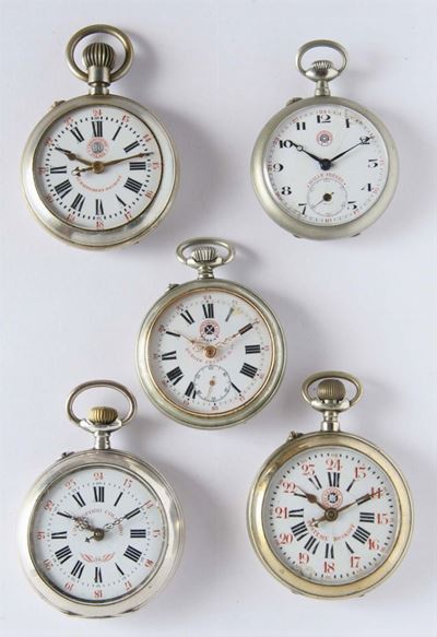 Cinque Orologi da Tasca da Uomo Roskopf