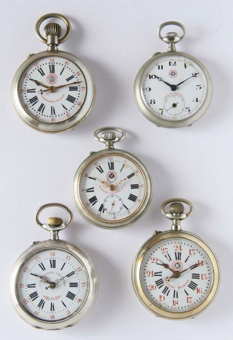 Cinque orologi da tasca da uomo Roskopf  - Auction Silver, Clocks and Jewels - Cambi Casa d'Aste