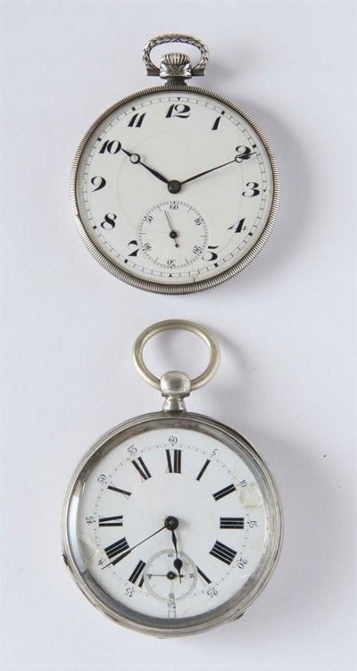 Due Orologi da Tasca da Uomo in Argento