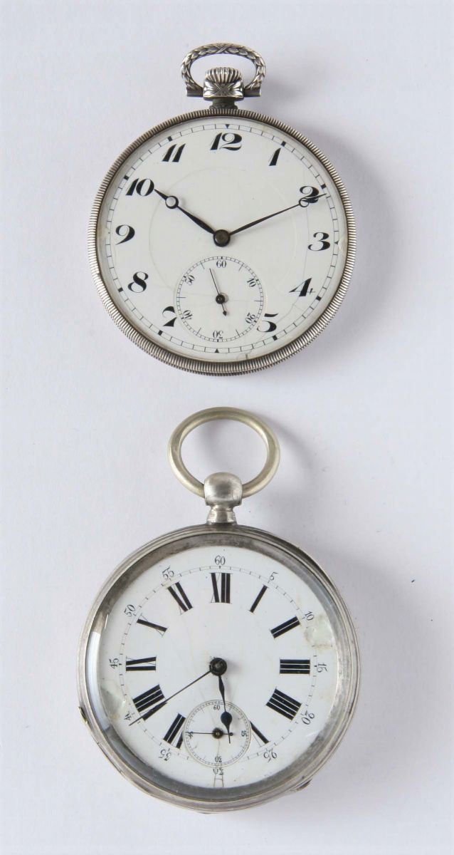 Due orologi da tasca da uomo in argento  - Asta Gioielli, Argenti ed Orologi Antichi e Contemporanei - Cambi Casa d'Aste