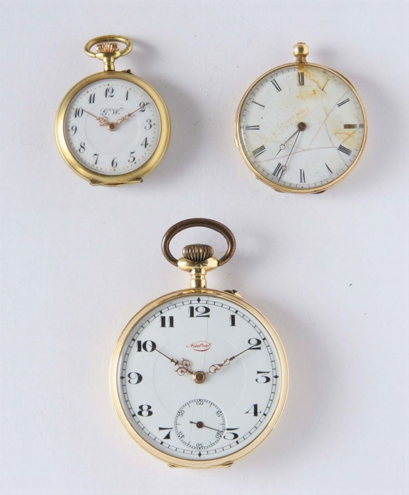Tre orologi da tasca  - Asta Gioielli, Argenti ed Orologi Antichi e Contemporanei - Cambi Casa d'Aste