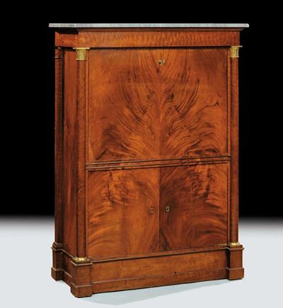 Secretaire Impero in Mogano Stampigliato Jacob Feneth France, XIX Secolo