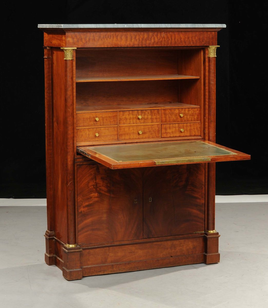 Secretaire Impero in Mogano Stampigliato Jacob Feneth France, XIX Secolo
