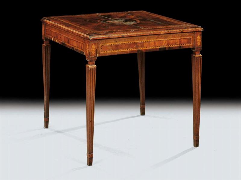 Tavolino da gioco Luigi XVI intarsiato, XVIII secolo  - Auction Old Paintings and Furnitures - Cambi Casa d'Aste