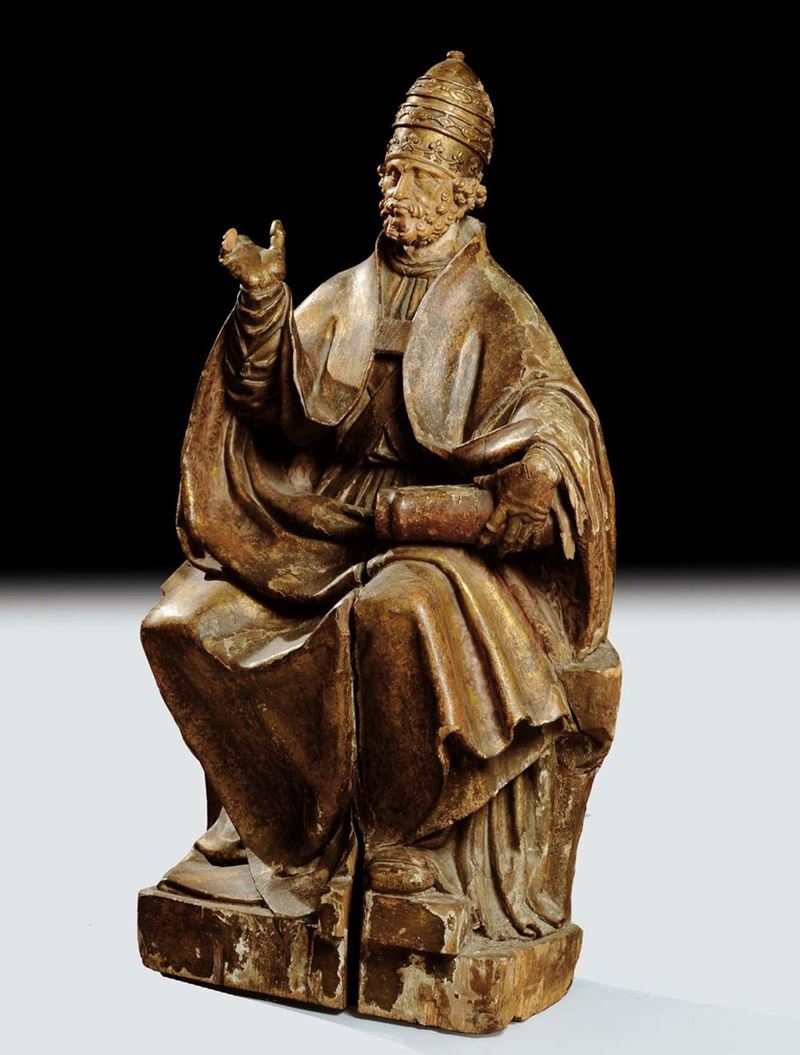 Scuola del XVII secolo Vescovo in trono  - Auction Old Paintings and Furnitures - Cambi Casa d'Aste