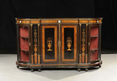 Credenza Napoleone III a Quattro Ante con Spigoli Bombati, XIX Secolo