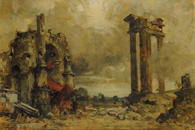 Giacomo Grosso (1860-1938)capriccio Architettonico, 1915