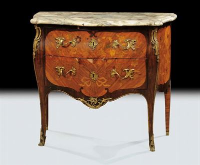 Cassettone Luigi XV a Due Cassetti, Stampigliato C.i. Dufour, Francia XVIII Secolo