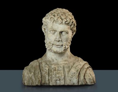 Busto in Marmo Bianco Raffigurante Uomo con Barba, XVIII Secolo