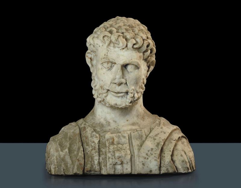 Busto in marmo bianco raffigurante uomo con barba, XVIII secolo  - Auction Antiquariato e Dipinti Antichi - Cambi Casa d'Aste