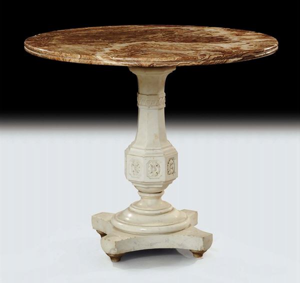 Tavolo in marmo a gamba centrale, XIX secolo