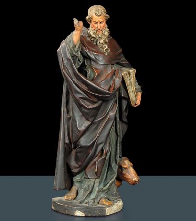 Scultura in Terracotta Raffigurante Santo Evangelista, XIX Secolo