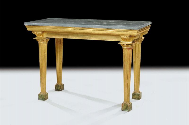 Console Luigi XVI in legno intagliato e dorato, XVIII secolo  - Asta Antiquariato e Dipinti Antichi - Cambi Casa d'Aste