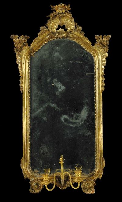 Ventolina a Due Luci in Legno Intagliato e Dorato, Napoli XVIII Secolo