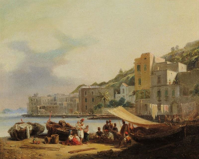 AlphŽe De Rigny (1799-1881) Veduta di Napoli  - Auction Old Paintings and Furnitures - Cambi Casa d'Aste