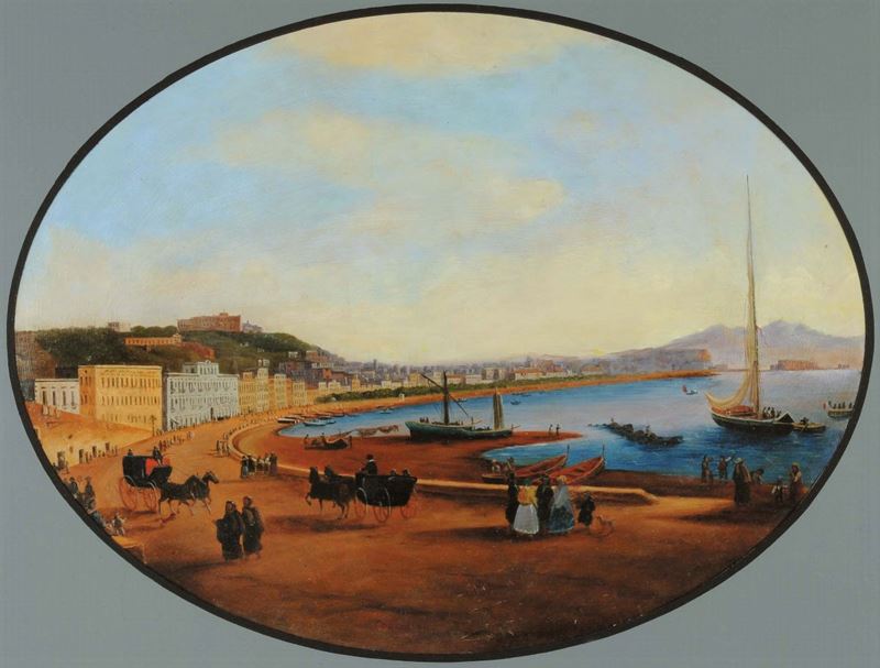 Cozzolino (XIX secolo) Veduta di Napoli  - Asta Antiquariato e Dipinti Antichi - Cambi Casa d'Aste